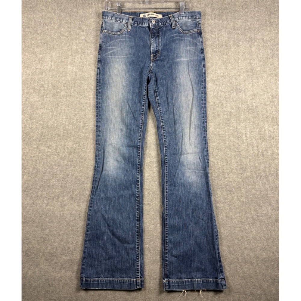 Vintage Gap Long and Lean Flare Jeans Medium Wash Blue Denim‎ 10 Long Y2k USA
